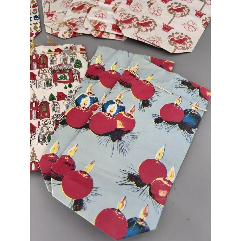 Vintage Christmas CHADWICK MILLER Small Drawstring Paper Gift Treat BAGS